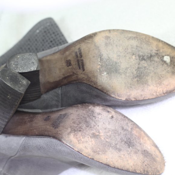 Cordani Size 9 Gray Perforated Shaft Genuine Italian Leather Heeled Ankle Boots - Picture 4 of 4